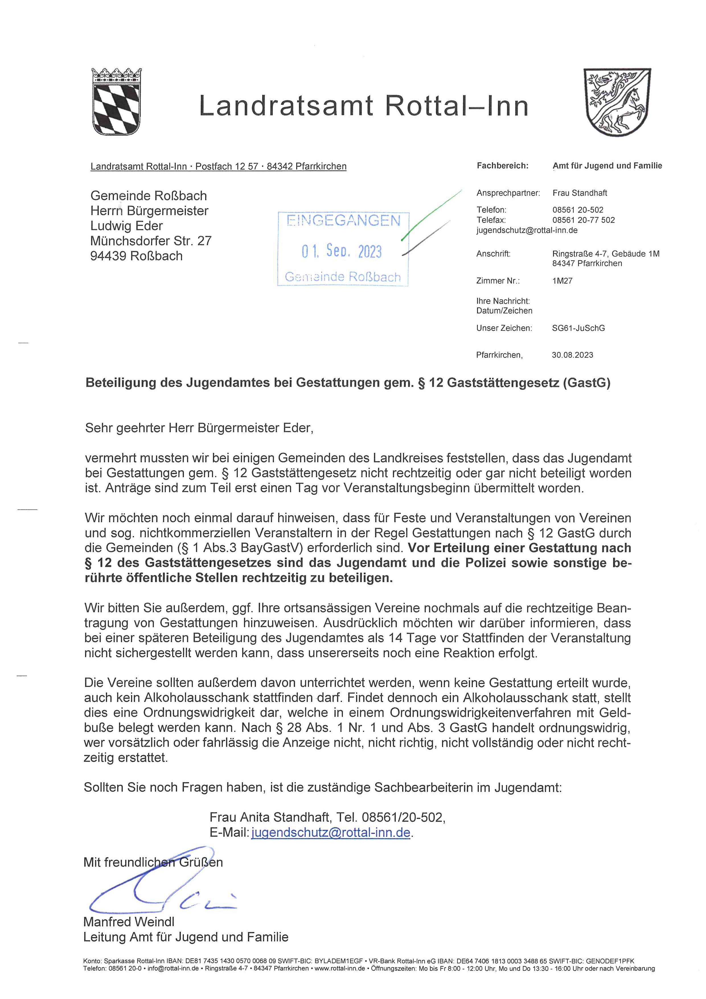 Grossansicht in neuem Fenster: Beteiligung des Jugendamtes bei Gestattungen gem. § 12 Gaststättengesetz (GastG)
